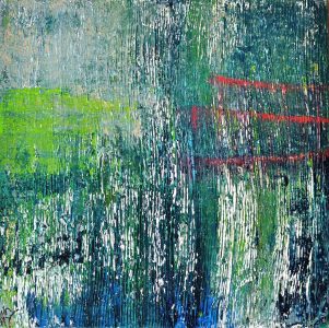 bleuabstrakt, abstrakte Acrylmalerei auf Holzkeilrahmen